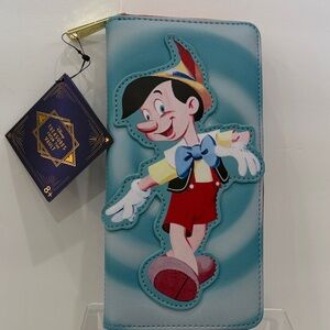 Loungefly Walt Disney Archives Pinocchio Jiminy Zip Around Wallet 8”